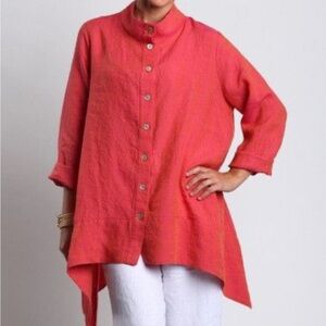 Elegant Red Button-Up Women's Top